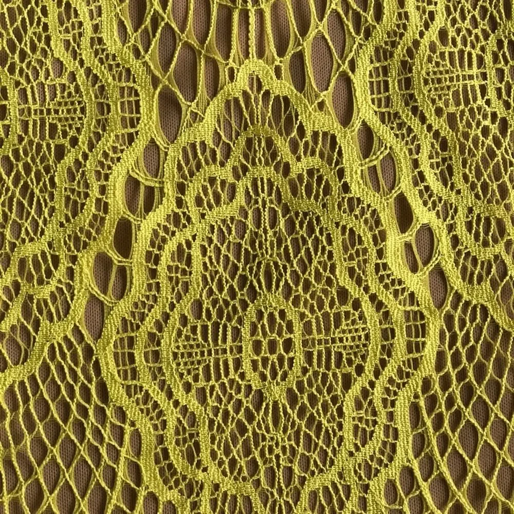 0020 NEW Yellow Lace Nude Illusion Mini Skirt - Picture 5 of 9